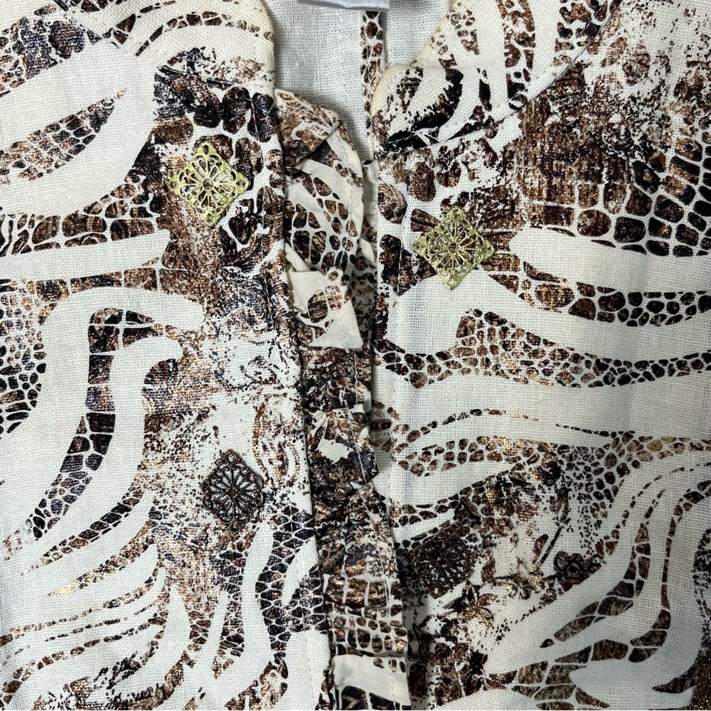 Chico's animal print linen blend size 2 overshirt - Picture 5 of 13
